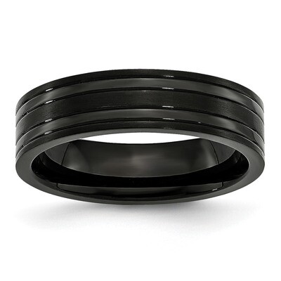 Black IP-plated 6mm Brushed and Polished Band Titanium Grooved TB365 Engravable, MPN: TB365, 883957…
