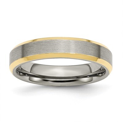 5mm Yellow IP-plated Beveled Edge Brushed Polished Band Titanium TB311 Engravable, MPN: TB311, 8839…