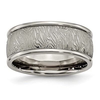 9mm Textured Rounded Edge Ring Titanium Polished TB428 by Chisel, MPN: TB428, 883957292496