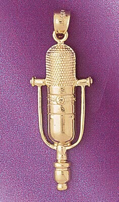 Dazzlers Jewelry Microphone Pendant Necklace Charm Bracelet in Yellow, White or Rose Gold 6249, MPN…