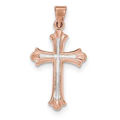 White Rhodium Cross Pendant 14k Rose Gold XR1443, MPN: XR1443, 191101366451