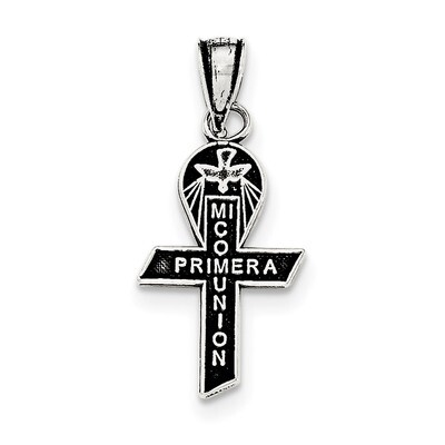 Mi Primera Communion Mini Ribbon Pendant Sterling Silver Antiqued QC8429, MPN: QC8429, 191101362026