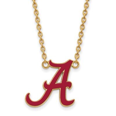 University of Alabama Large Enamel Pendant with Chain Necklace Gold-plated Silver GP090UAL-18, MPN:…