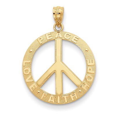 Peace Hope Faith Love Peace Sign Pendant 14k Gold C4170, MPN: C4170, 883957524344