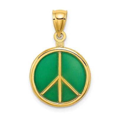 Green Stained Glass Peace Symbol Charm 14k Gold 3-D K8637, MPN: K8637, 637218144297