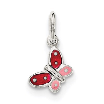Enamel Butterfly Charm Sterling Silver Polished QC8562, MPN: QC8562, 191101359446