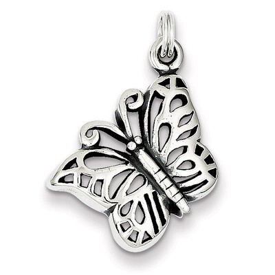 Antique Butterfly Charm Sterling Silver QC4997, MPN: QC4997, 883957977447