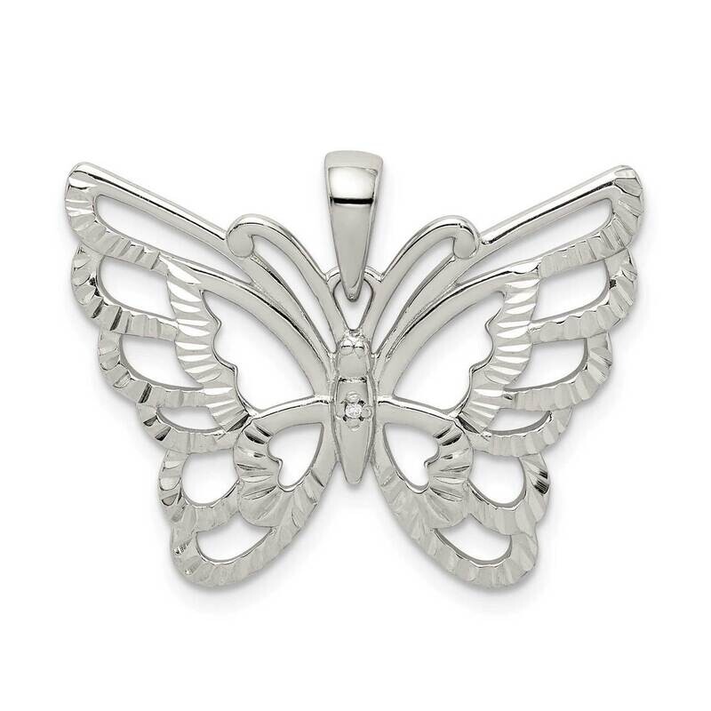 Butterfly Pendant Sterling Silver Diamond-cut QC9540, MPN: QC9540, 883957838311