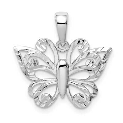 Diamond-cut Butterfly Pendant Sterling Silver Rhodium Plated QC9542, MPN: QC9542, 886774106441