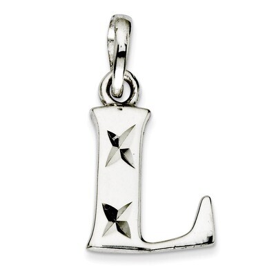 Diamond-cut Initial L Pendant Sterling Silver Polished QC7424L, MPN: QC7424L, 886774976600