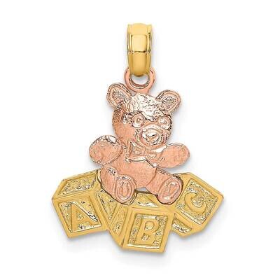 Teddy Bear with Abc Blocks Charm 14k Two-tone Gold K9114, MPN: K9114, 637218043088