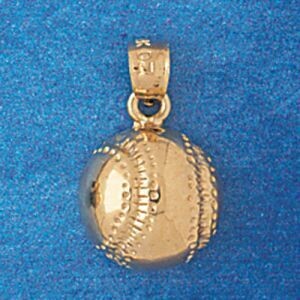 Dazzlers Jewelry Baseball Ball Pendant Necklace Charm Bracelet in Yellow, White or Rose Gold 3367, …