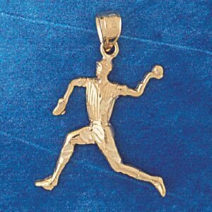Dazzlers Jewelry Baseball Player Pendant Necklace Charm Bracelet in Yellow, White or Rose Gold 3371…