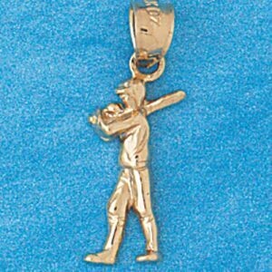 Dazzlers Jewelry Baseball Player Pendant Necklace Charm Bracelet in Yellow, White or Rose Gold 3332…