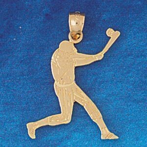 Dazzlers Jewelry Baseball Player Pendant Necklace Charm Bracelet in Yellow, White or Rose Gold 3325…