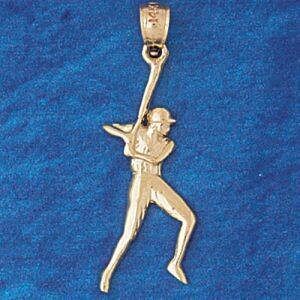 Dazzlers Jewelry Baseball Player Pendant Necklace Charm Bracelet in Yellow, White or Rose Gold 3323…