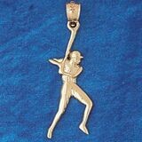 Dazzlers Jewelry Baseball Player Pendant Necklace Charm Bracelet in Yellow, White or Rose Gold 3323…