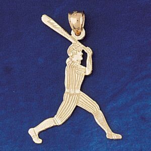 Dazzlers Jewelry Baseball Player Pendant Necklace Charm Bracelet in Yellow, White or Rose Gold 3317…