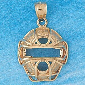 Dazzlers Jewelry Baseball Face Guard Pendant Necklace Charm Bracelet in Yellow, White or Rose Gold …