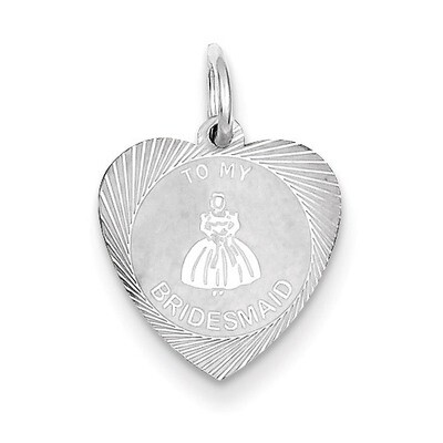 Sterling Silver To My Bridesmaid Heart Disc Charm QC1502