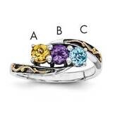 Three-stone Mother&#39;s Ring Sterling Silver &amp; 14k Gold QMR15/3SY-10, MPN: QMR15/3SY-10, 886774076447