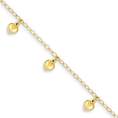 Child&#39;s Puffed Heart Charm Bracelet 14k Gold BID83-6, MPN: BID83-6, 869887109554