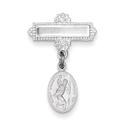 Saint Christopher Medal Pin Sterling Silver QC4397, MPN: QC4397, 886774109060
