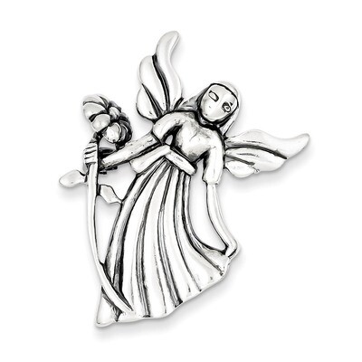 Polish &amp; Antique Angel Flower Pendant &amp; Pin Sterling Silver Polished QP429, MPN: QP429, 883957540818