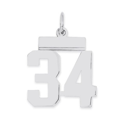 Pendant Number 34 Polished Sterling Silver Small QSS34, MPN: QSS34, 883957101255