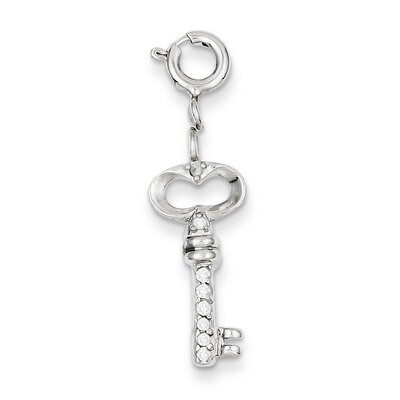 Key Charm Sterling Silver Diamond QC7895, MPN: QC7895, 191101530418