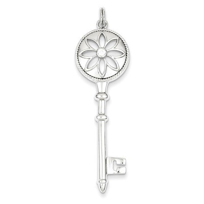 Key Pendant Sterling Silver Diamond QP2847, MPN: QP2847, 883957545783