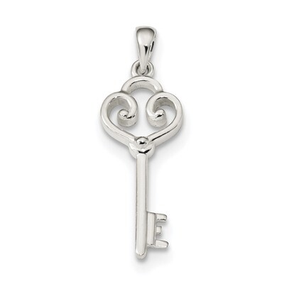 Heart Key Pendant Sterling Silver Polished QC9197, MPN: QC9197, 883957908816