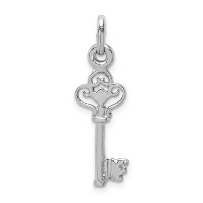 Polished Key Pendant Sterling Silver Rhodium-plated QC9487, MPN: QC9487, 886774098081