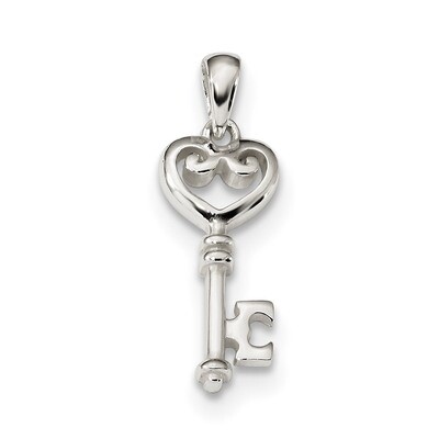 Small Heart Key Pendant Sterling Silver Polished QP5005, MPN: QP5005, 883957962320