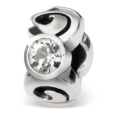 April Swarovski Elements Birthstone Bead - Sterling Silver QRS1263APR, MPN: QRS1263APR, 883957301938