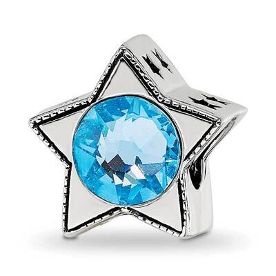 Preciosa Crystal March Birthstone Star Bead Sterling Silver QRS4261, MPN: QRS4261,