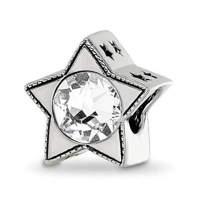 Preciosa Crystal April Birthstone Star Bead Sterling Silver QRS4257, MPN: QRS4257,