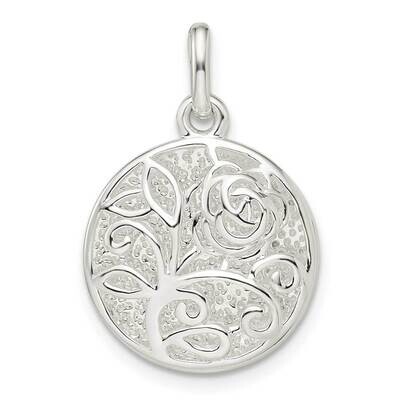 Rose Pendant Sterling Silver Textured QC11030, MPN: QC11030,