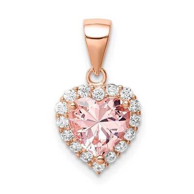 Rose-plated Crystal Heart Pendant Sterling Silver QP5055, MPN: QP5055, 886774116471