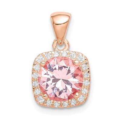 Square Crystal Pendant Sterling Silver Rose-tone QP5054, MPN: QP5054, 886774090573