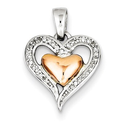 14K Rose Gold Heart Pendant Sterling Silver QP3317, MPN: QP3317, 883957402406