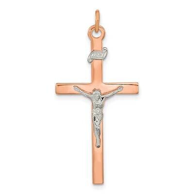 Rose Gold-Plated Inri Crucifix Cross Pendant Sterling Silver QC11167, MPN: QC11167,