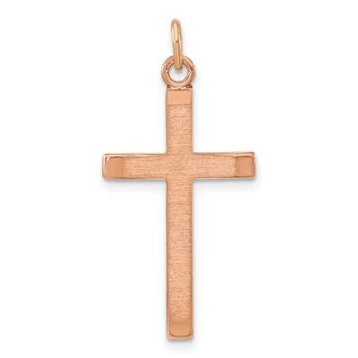 Rose Gold-Plated Polished and Brushed Tapered Cross Pendant Sterling Silver QC11106, MPN: QC11106,