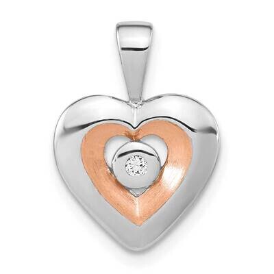 Rose Gold-Plated Diamond Heart Pendant Sterling Silver Rhodium-Plated QP5516, MPN: QP5516,