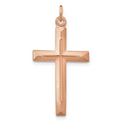 Rose Gold-Plated Polished and Brushed Double Cross Pendant Sterling Silver QC11117, MPN: QC11117,