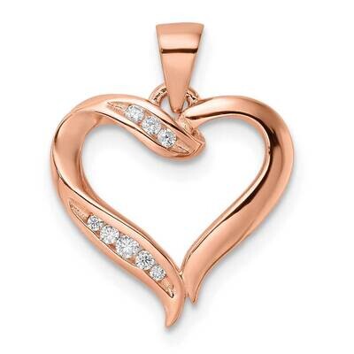 CZ Diamond Open Heart Pendant Sterling Silver Rose-Tone QP5491, MPN: QP5491,