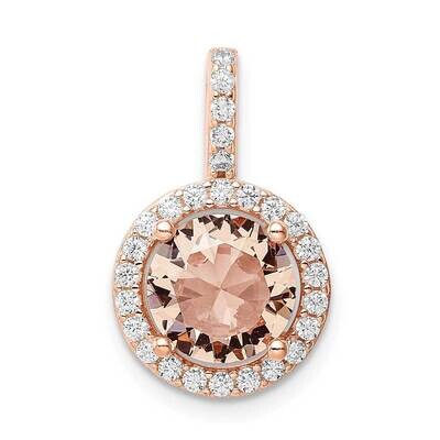 CZ Diamond Round Halo Pendant Sterling Silver Rose-tone QP5050, MPN: QP5050, 886774062358