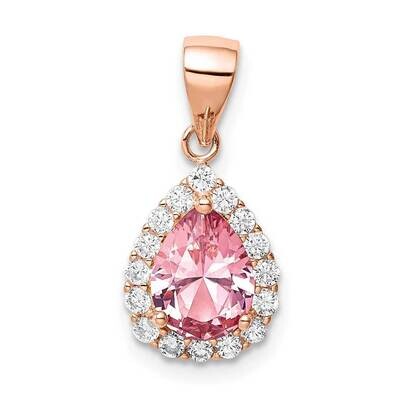 Rose-plated Teardrop Pink &amp; White Crystal Pendant Sterling Silver QP5056, MPN: QP5056, 886774013992