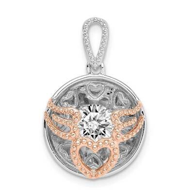 Rose-tone Heart Wings with Vibrant CZ Diamond Pendant Sterling Silver Rhodium Plated QP5324, MPN: Q…