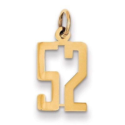 Number 52 Charm 14k Gold Small Polished Elongated LES52, MPN: LES52, 883957132655